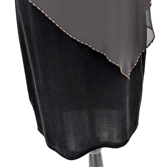 WHIMSY GOTH Black Velour Sheath Dress‎ SIZE 6 Grunge Fairy Sheer Capelet - Picture 6 of 14
